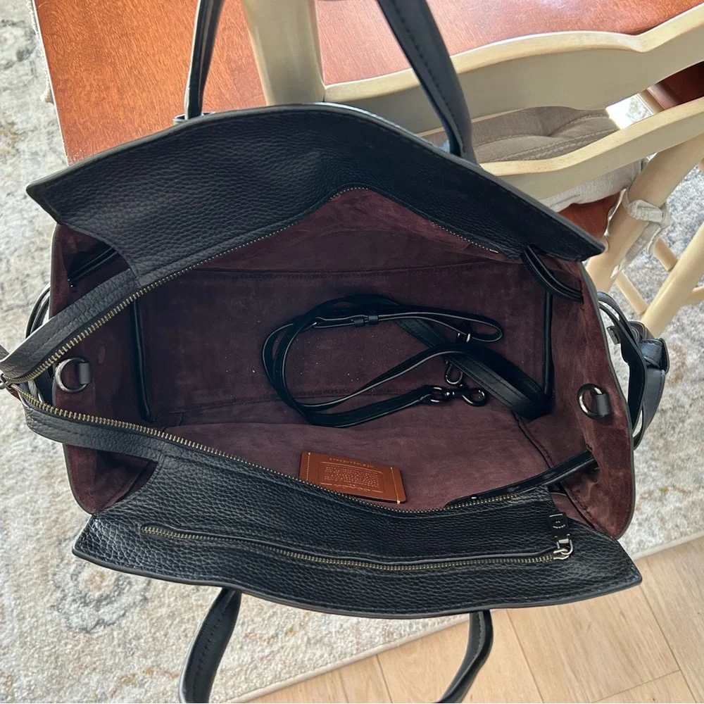 Vintage Coach Black Leather Tote Bag - Picture 4 of 9